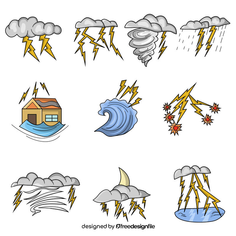 Thunder stroms set vector