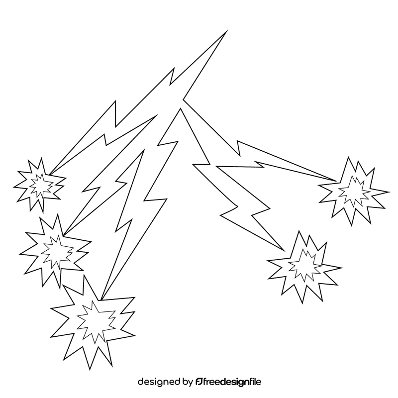 Thunder stroms flash black and white clipart