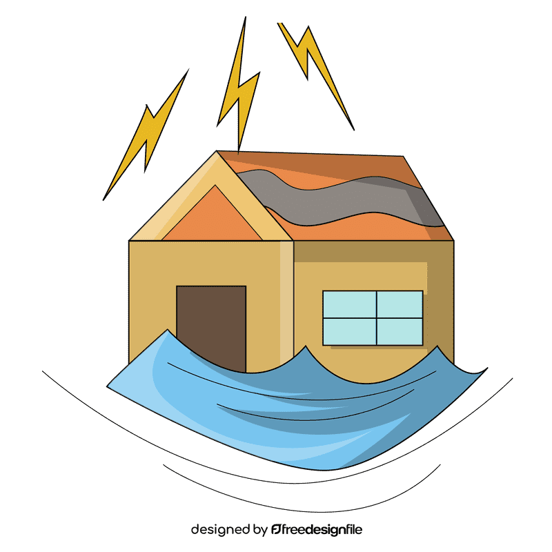 Thunder stroms flood clipart