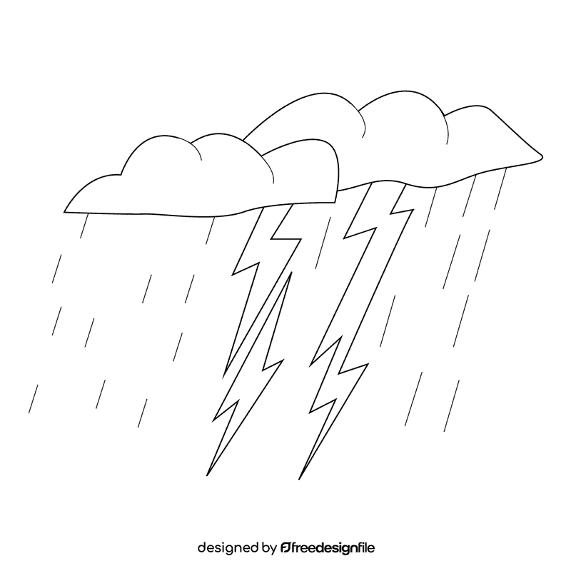 Thunder stroms rainy black and white clipart