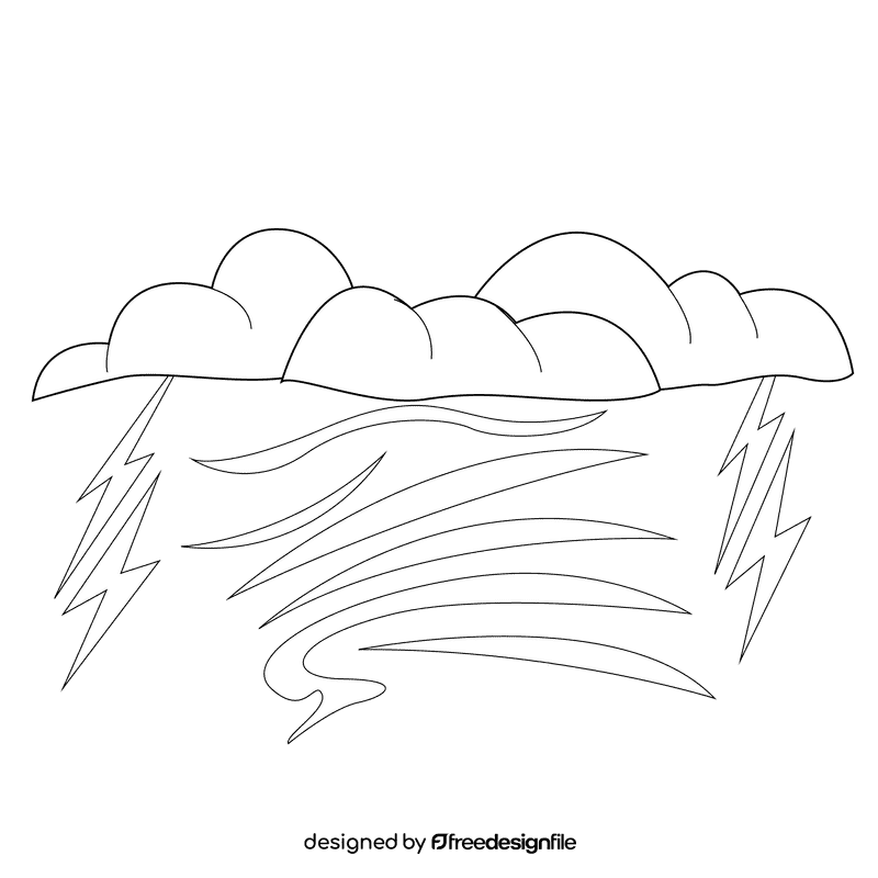 Thunder stroms wind black and white clipart