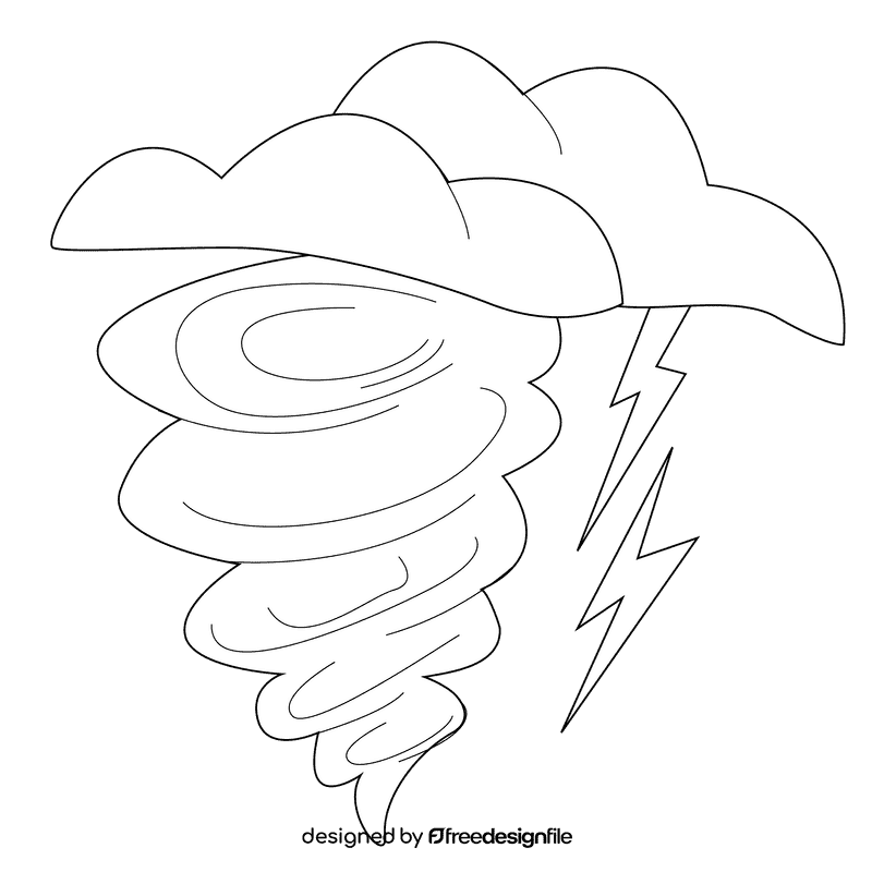 Thunder stroms twister black and white clipart