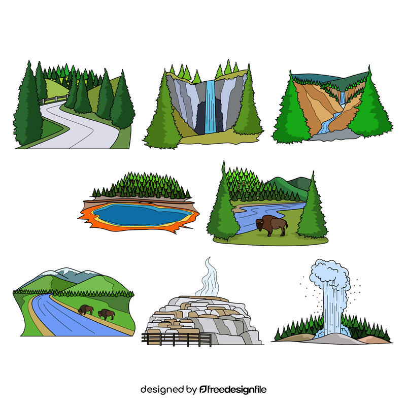 Yellowstone vector Set vector