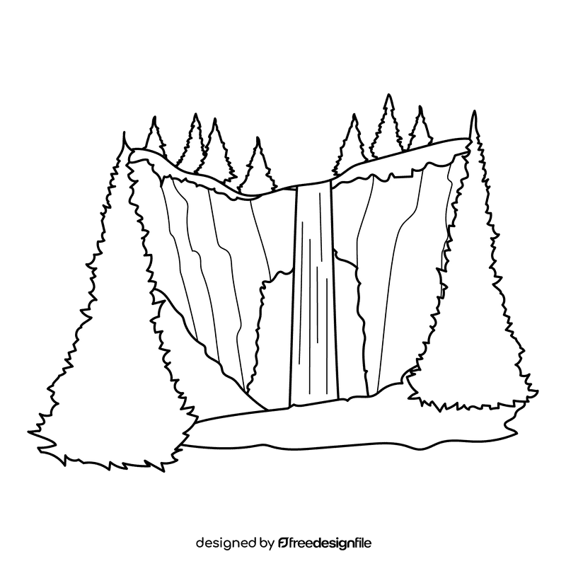 Yellowstone Fairy Falls black and white clipart