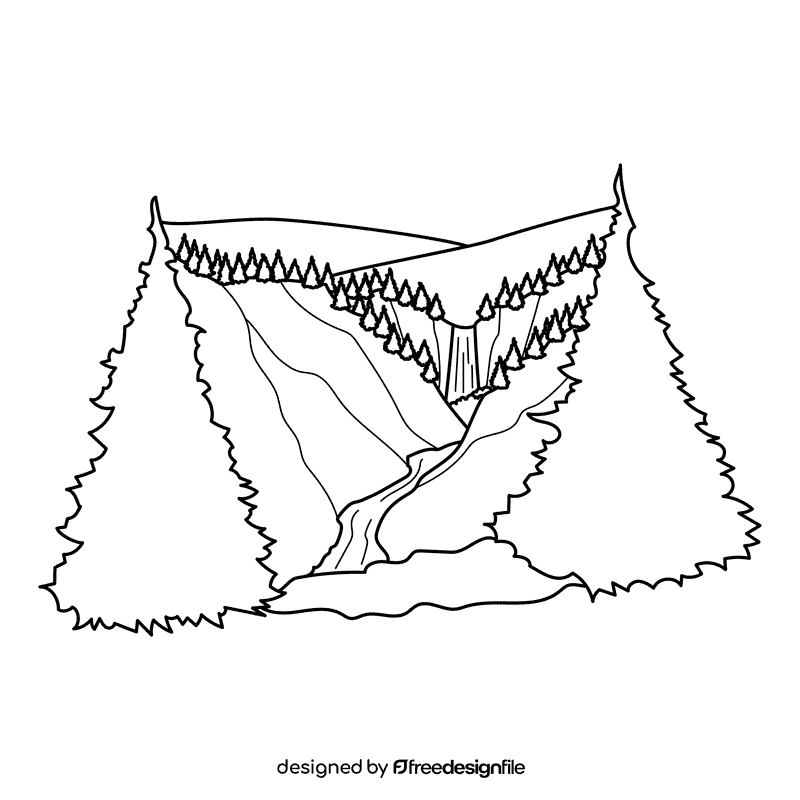 Yellowstone Grand Canyon black and white clipart