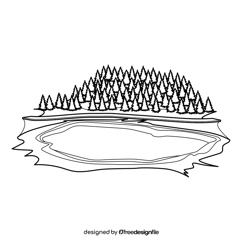 Yellowstone Grand Prismatic black and white clipart