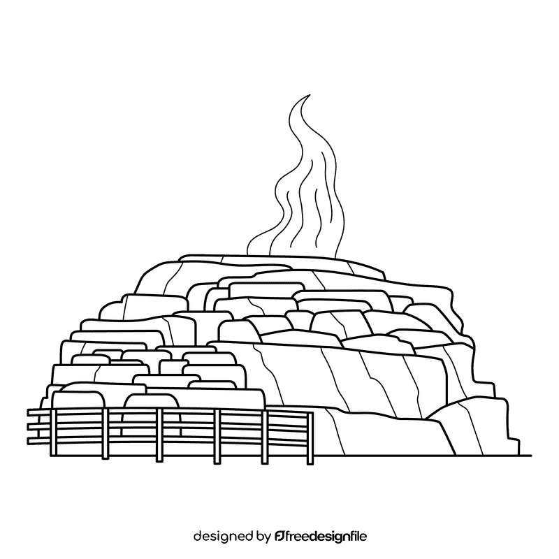 Yellowstone Mammoth Hotspring black and white clipart