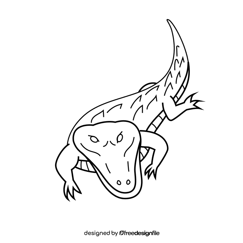 Alligator black and white clipart