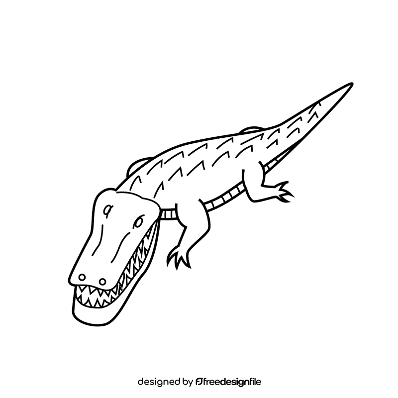 Alligator black and white clipart