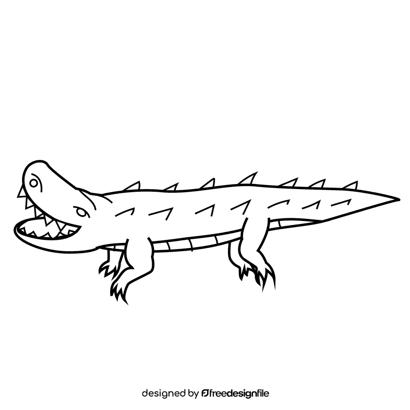 Alligator black and white clipart