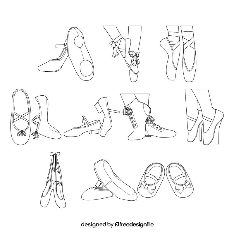 Ballet Shoes  Set black and white vector
