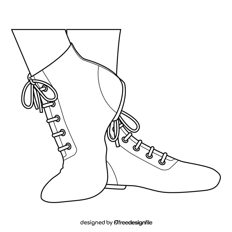 Ballet Shoes High Top black and white clipart