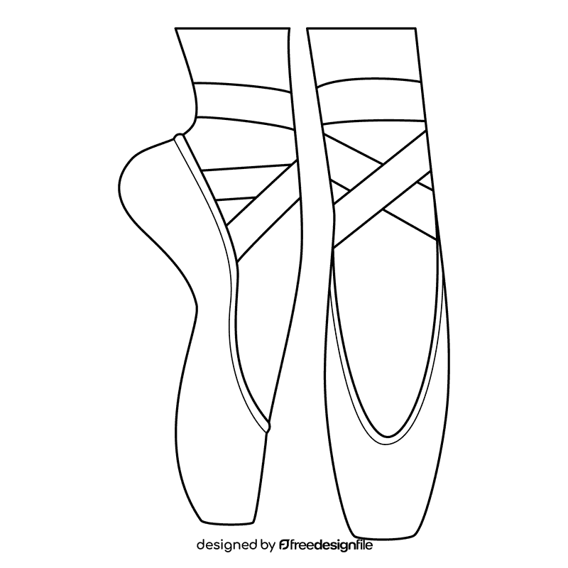 Ballet Shoes Pointe black and white clipart