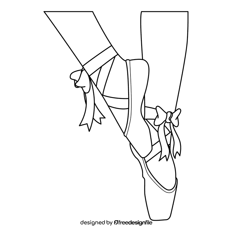 Ballet Shoes Ribbon Strap black and white clipart