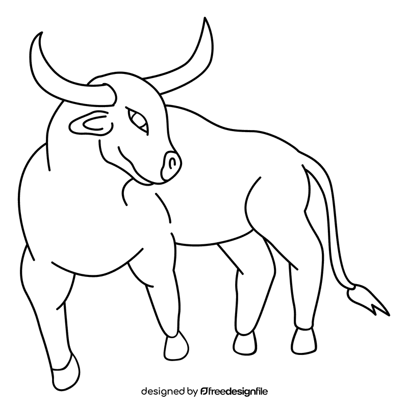 Bull alert black and white clipart