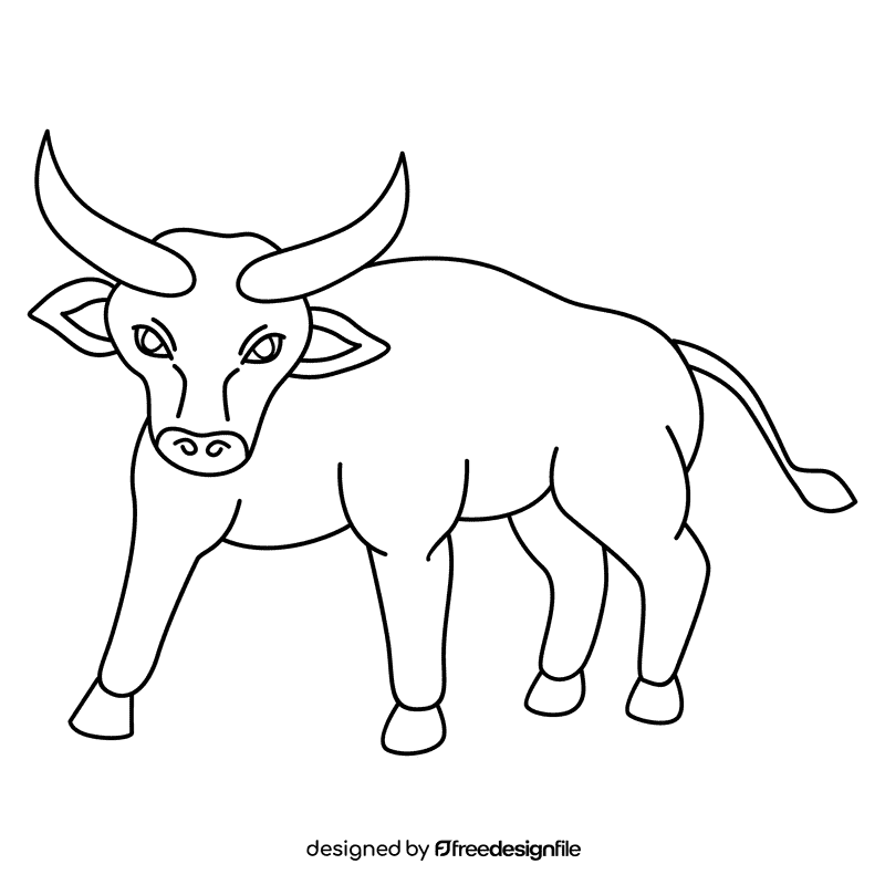 Bull black black and white clipart