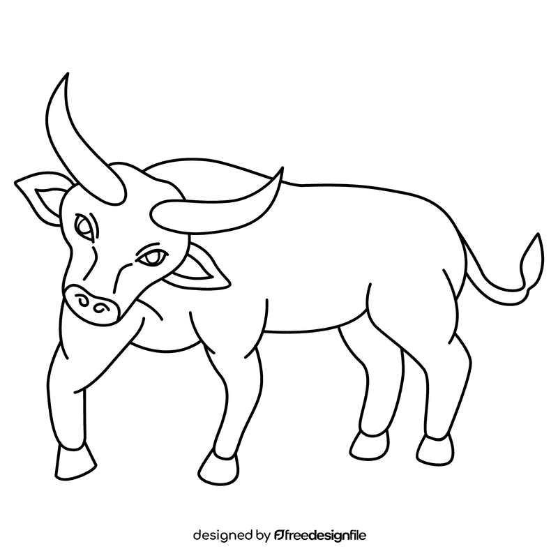 Bull curious black and white clipart