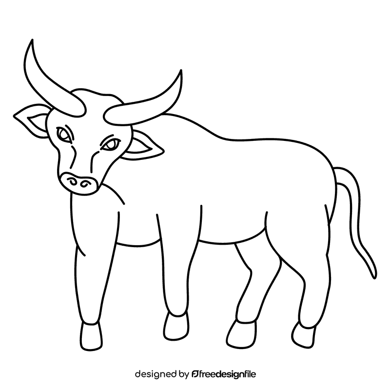 Bull looking forward black and white clipart