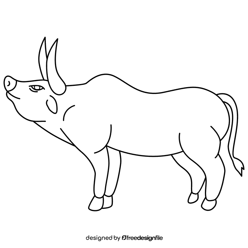 Bull looking up black and white clipart