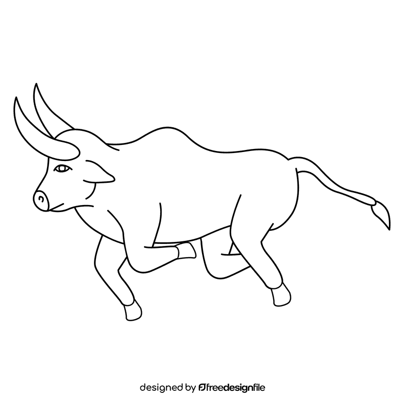 Bull runaway black and white clipart
