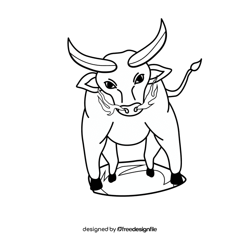 Bull Angry black and white clipart