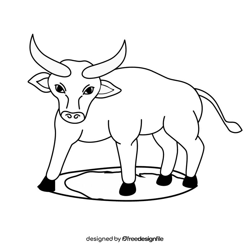 Bull In Arena black and white clipart
