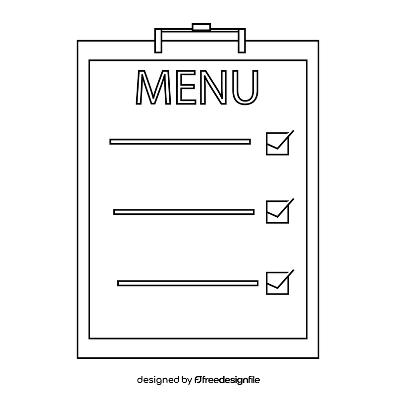 Menu list drawing black and white clipart