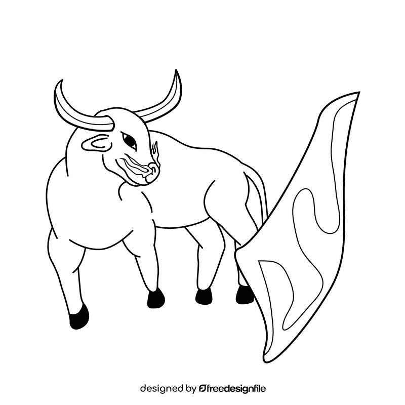 Bull Matador black and white clipart