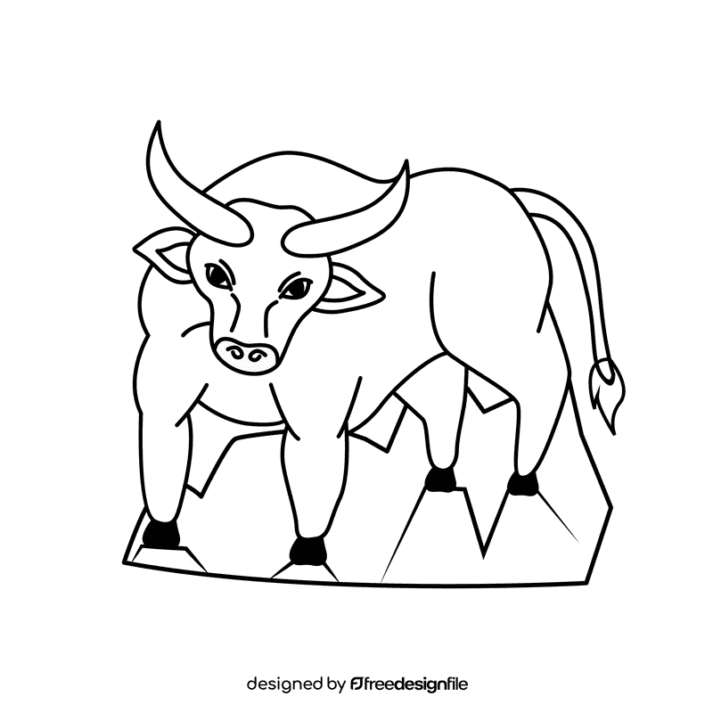 Bull Muscle black and white clipart