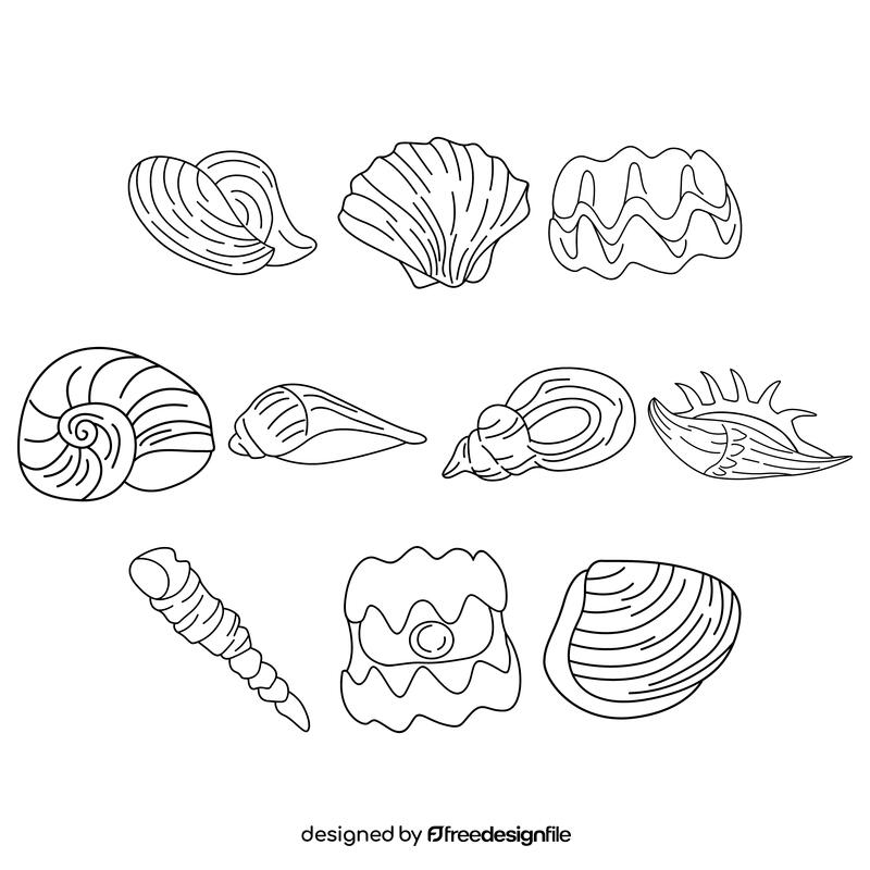 Clam  set black and white vector