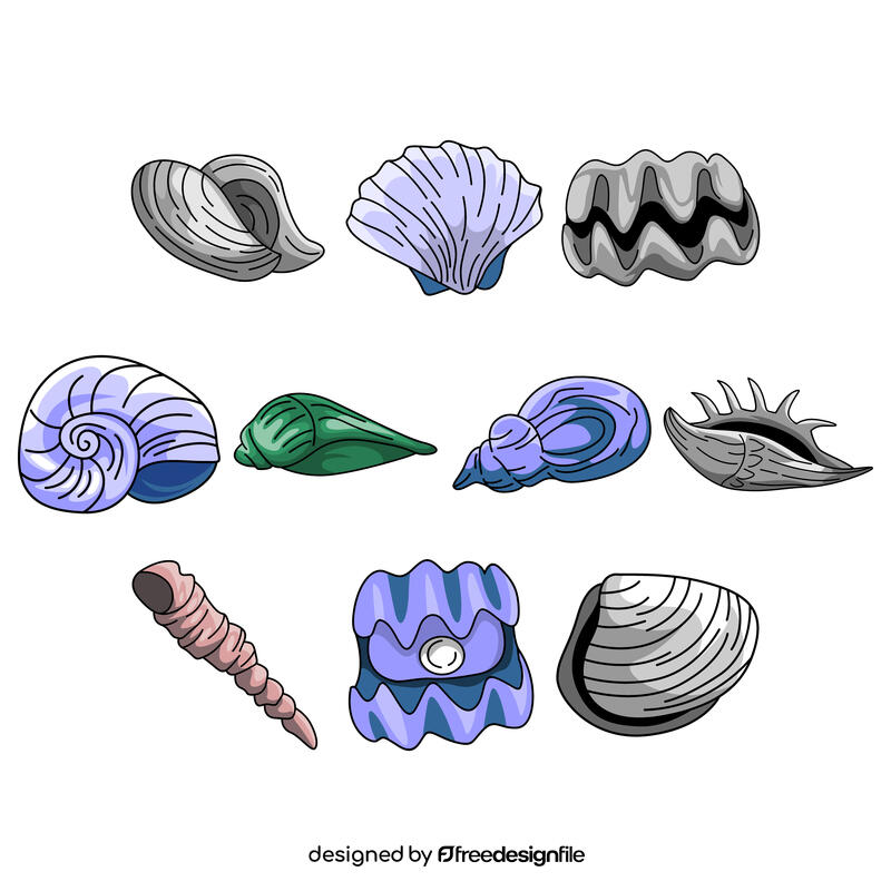 Clam vector set vector