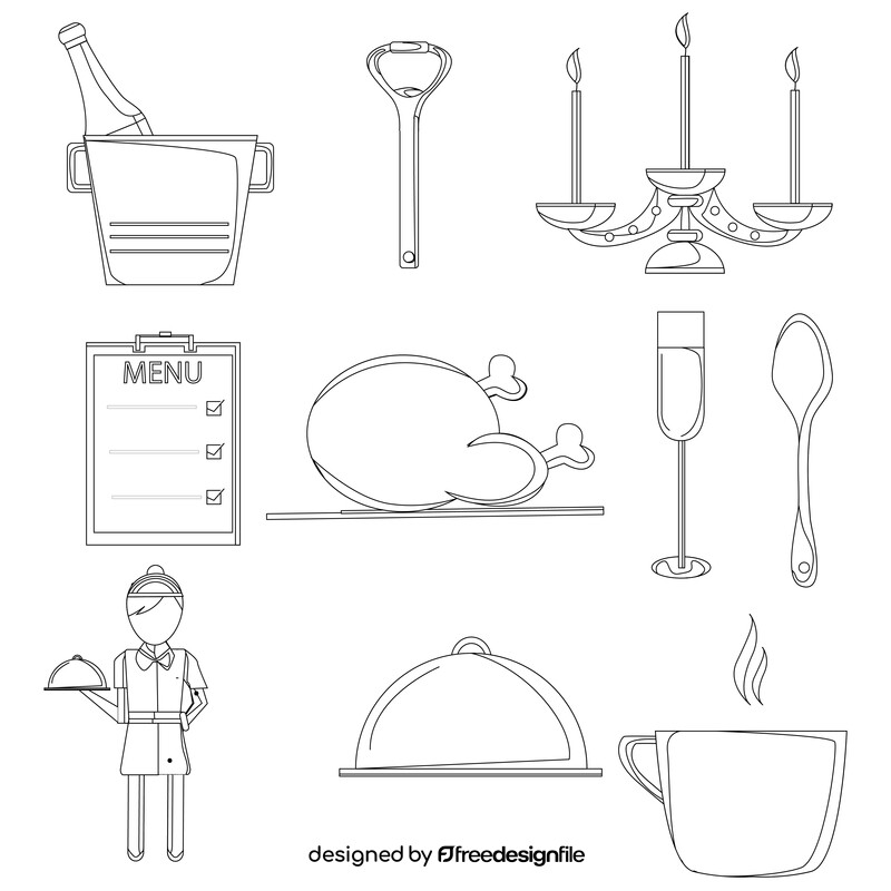 Waiter icons set black and white vector