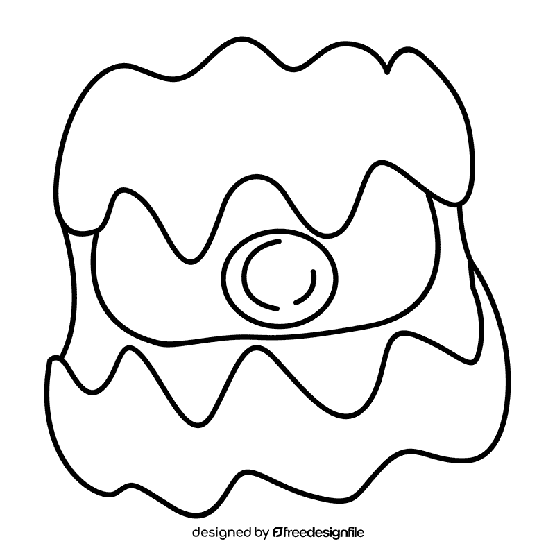 Clam giant clam pearl black and white clipart
