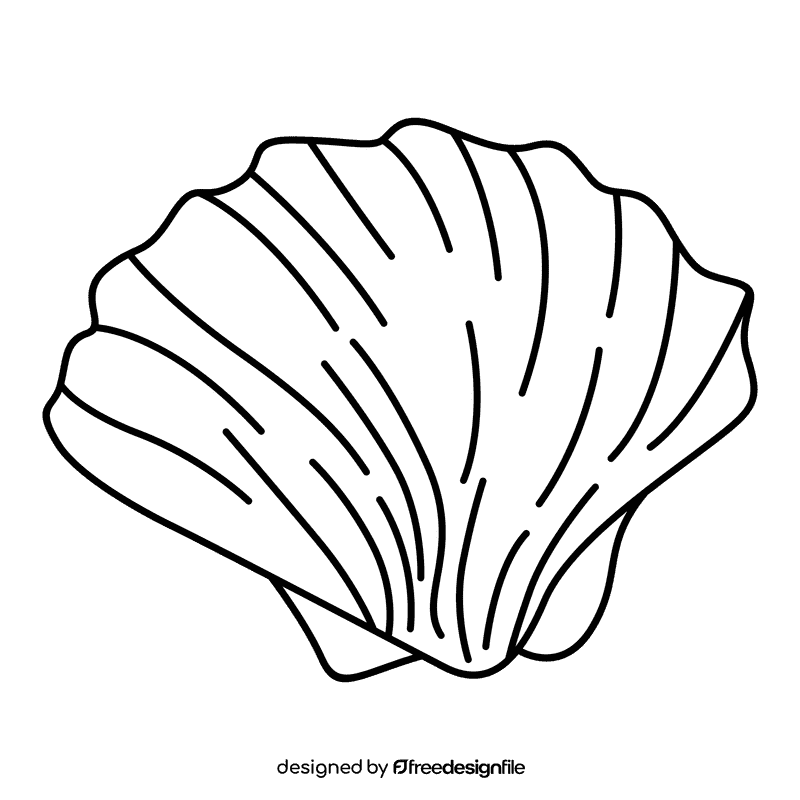 Clam great scallop black and white clipart