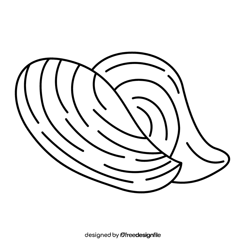 Clam horse mussels black and white clipart