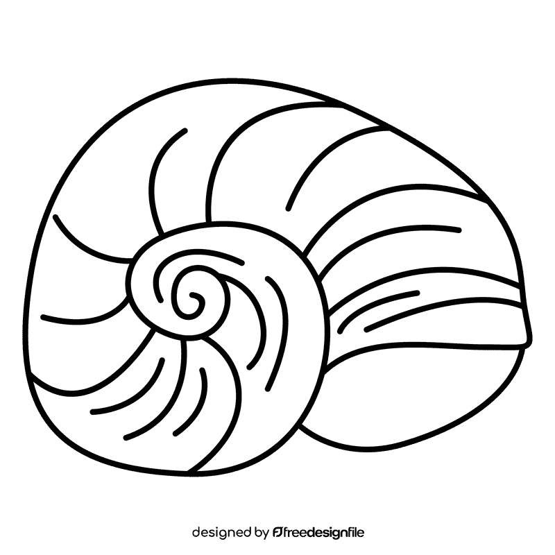 Clam snail shell black and white clipart