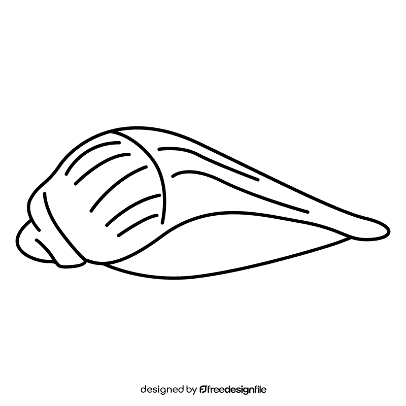 Clam tulip shell black and white clipart