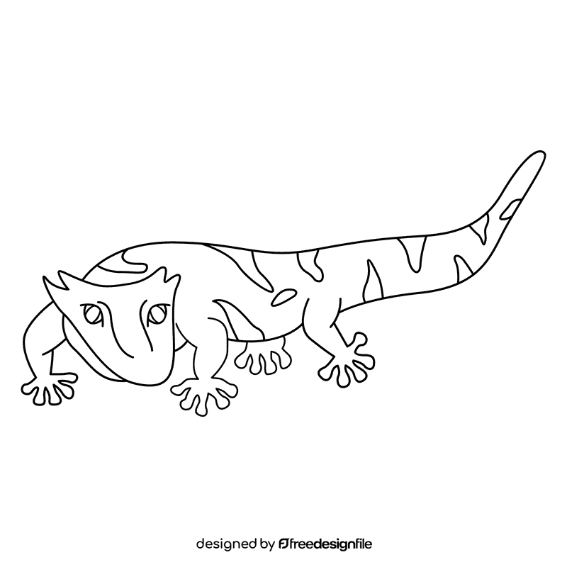 Gecko crested orange black and white clipart