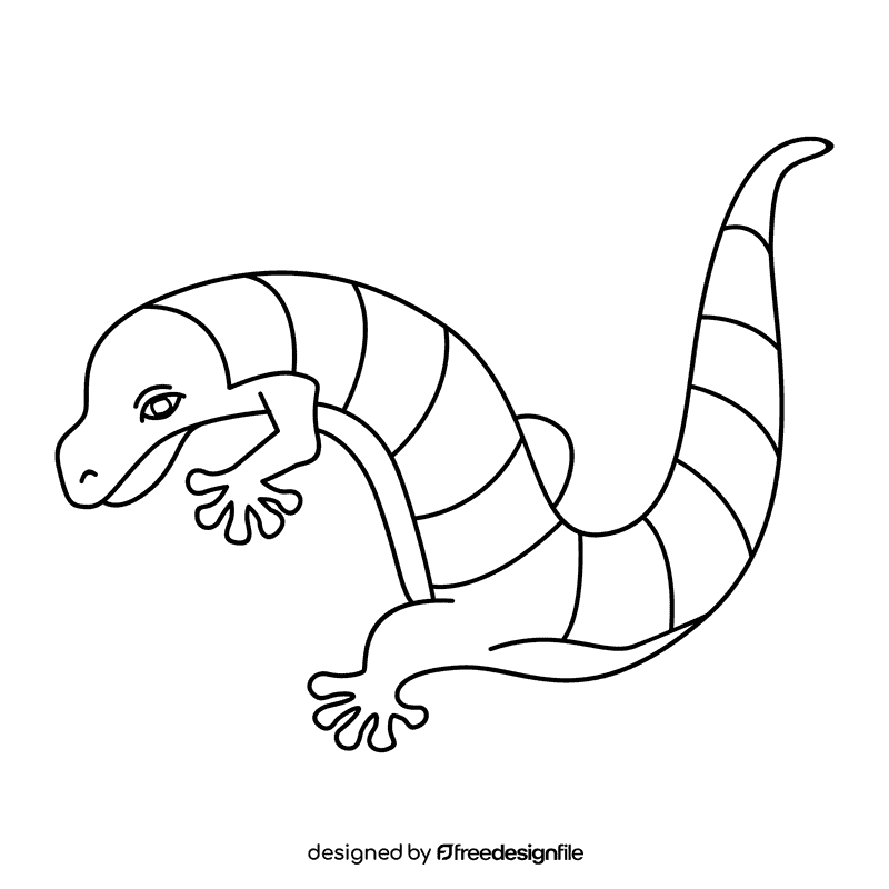 Gecko striped black and white clipart
