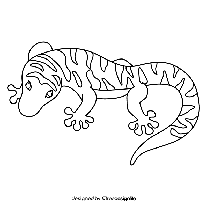 Gecko orange stripe black and white clipart