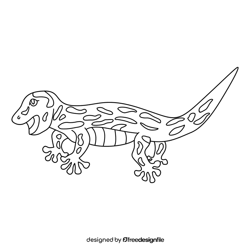 Gecko yellow green leopard black and white clipart