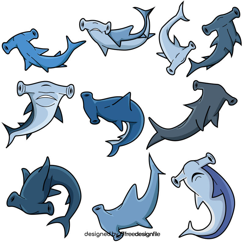 Hammerhead shark set vector