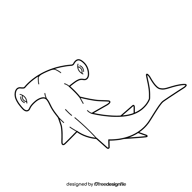 Hammerhead shark black and white clipart