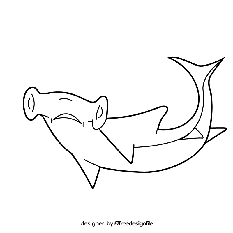 Hammerhead shark black and white clipart