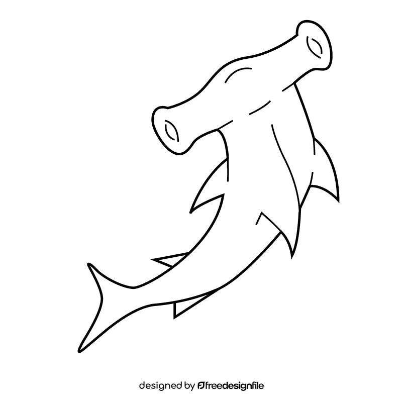 Hammerhead shark black and white clipart