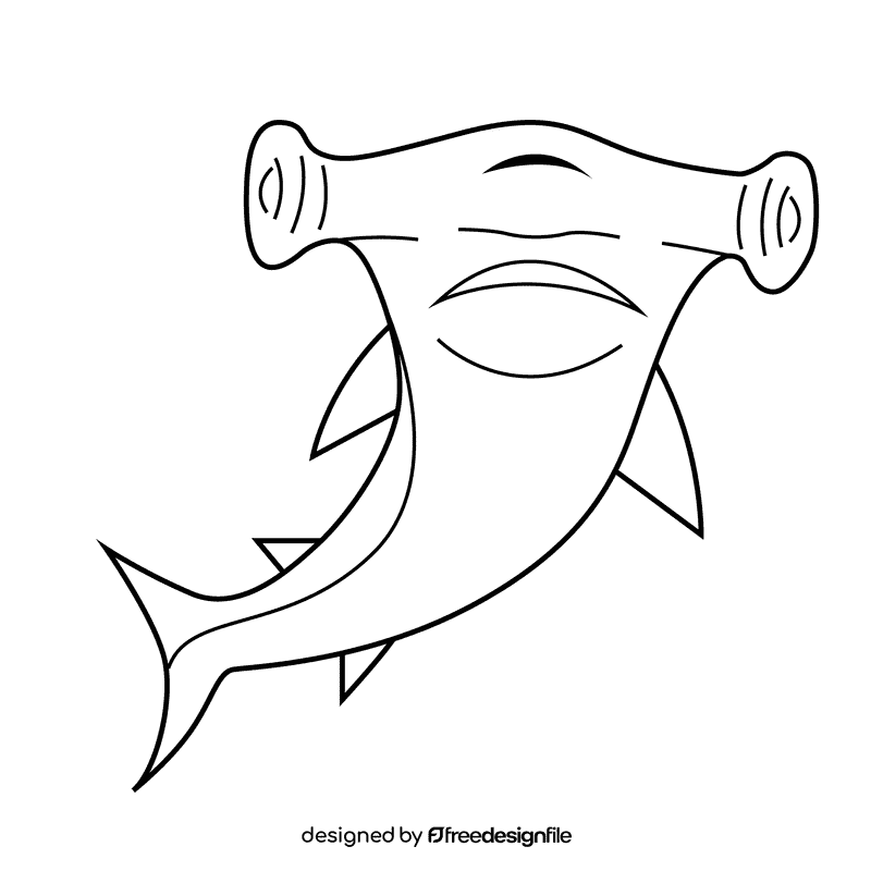 Hammerhead shark black and white clipart