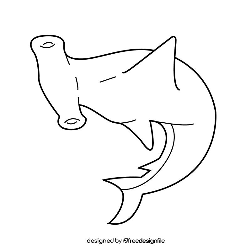 Hammerhead shark black and white clipart
