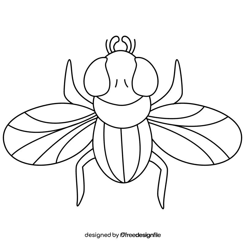 Housefly fly up black and white clipart