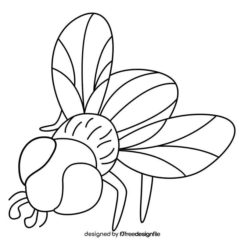 Housefly pearching black and white clipart