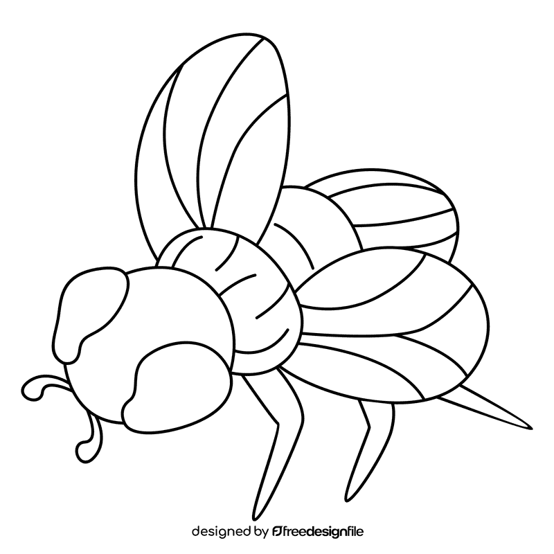 Housefly ready to fly black and white clipart